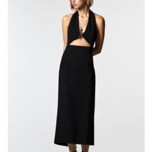 Cut-out halter dress black in XS Zara
